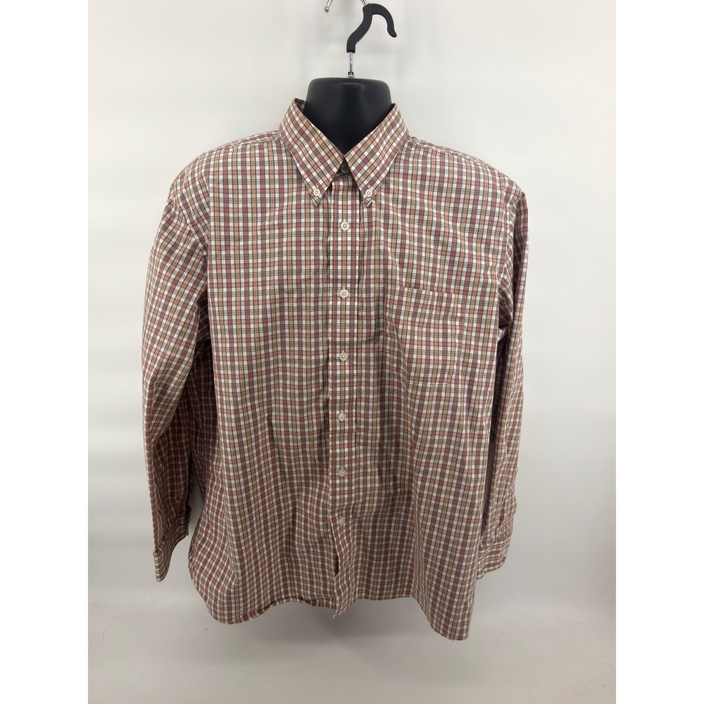 Pendleton Metro Shirt Mens XL Brown Plaid Long Sleeve Button Down 100% Cotton